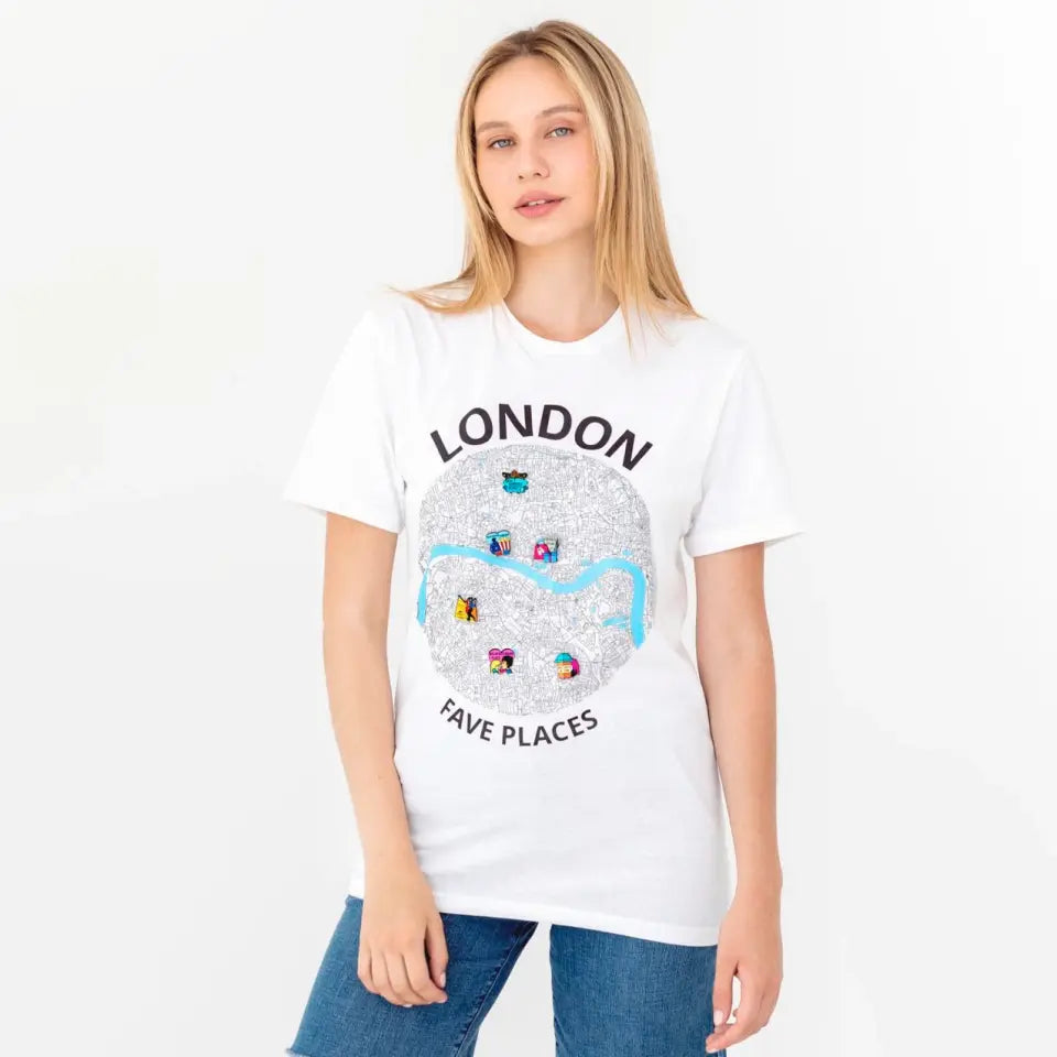 Custom Map T-shirt & Wooden Pin Set