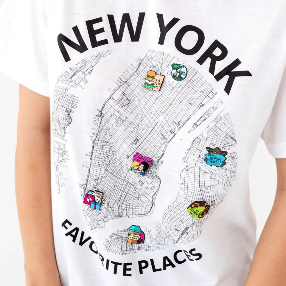 Custom Map T-shirt & Wooden Pin Set