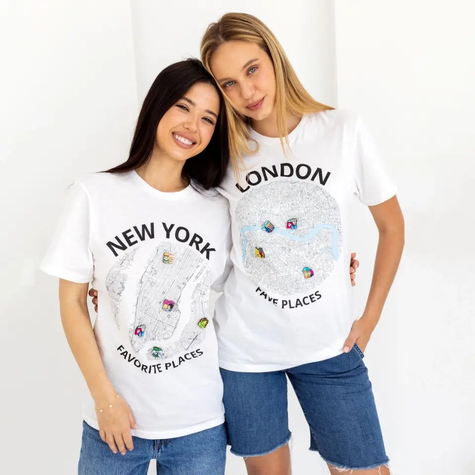 Custom Map T-shirt & Wooden Pin Set