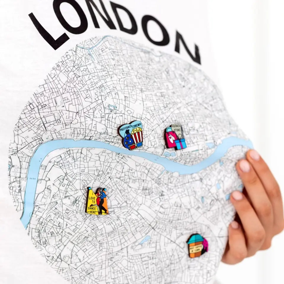 Custom Map T-shirt & Wooden Pin Set