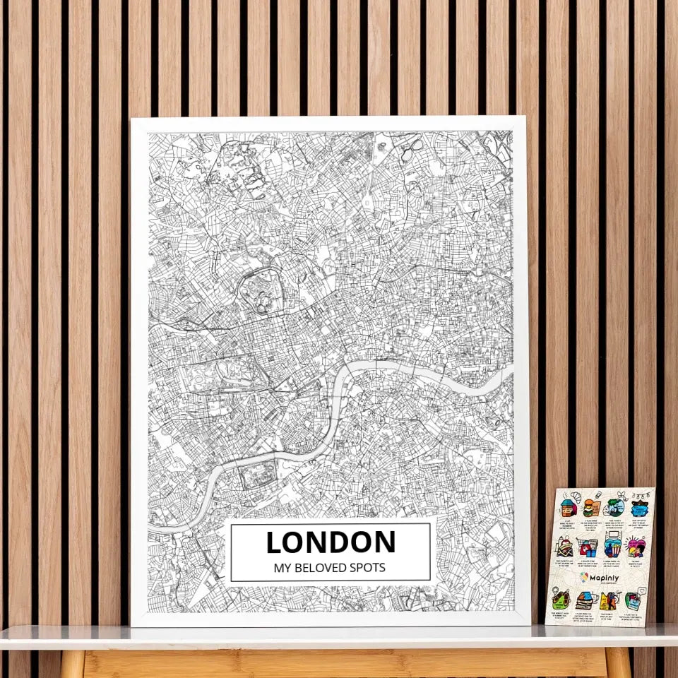 Custom Framed Map & Wooden Pin Set