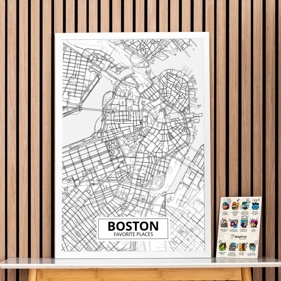 Custom Framed Map & Wooden Pin Set