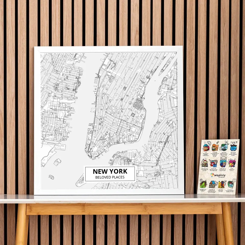 Custom Framed Map & Wooden Pin Set