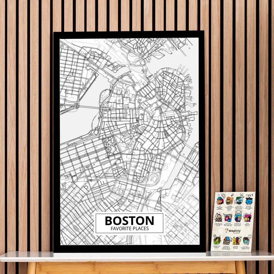 Custom Framed Map & Wooden Pin Set