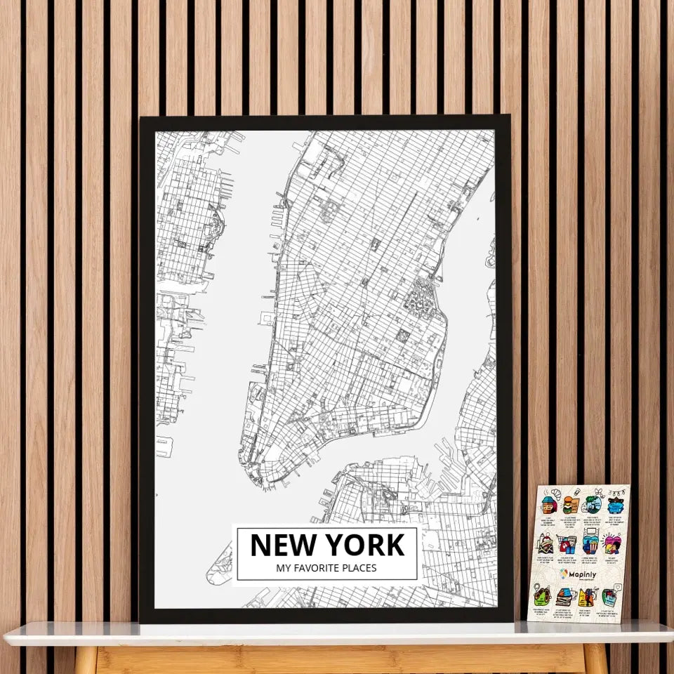 Custom Framed Map & Wooden Pin Set