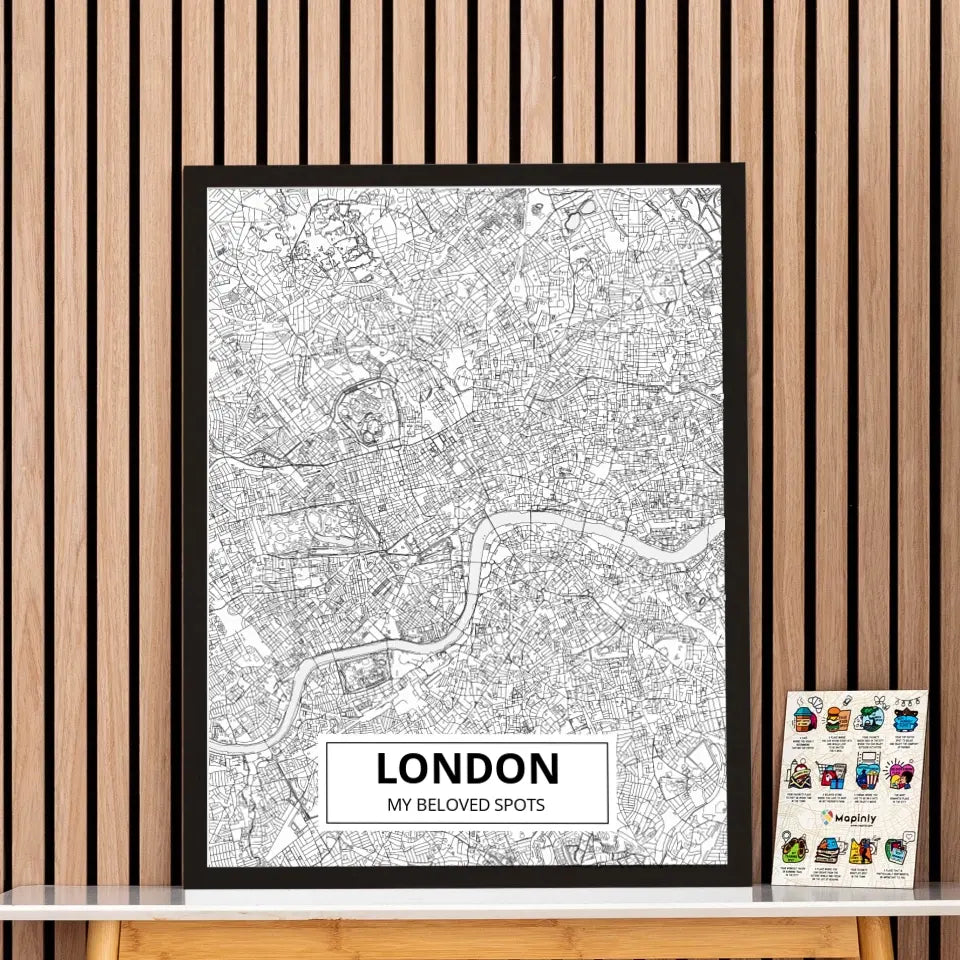 Custom Framed Map & Wooden Pin Set