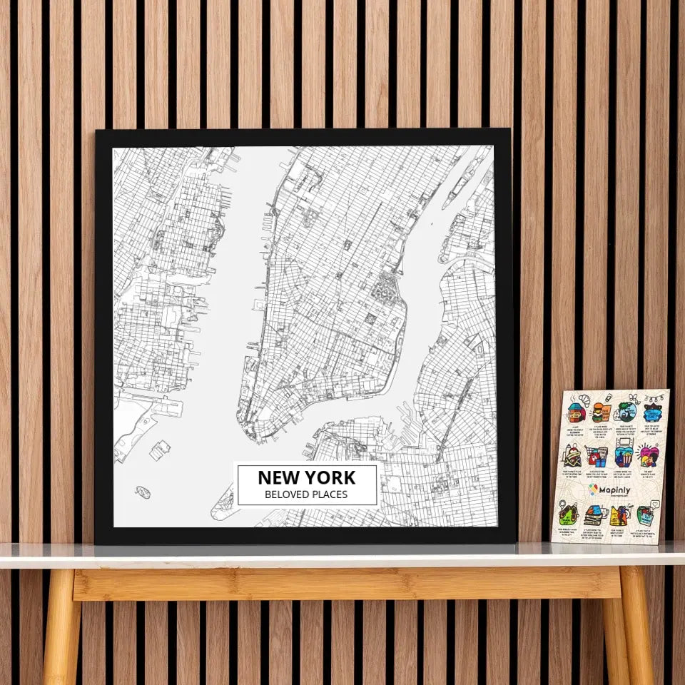 Custom Framed Map & Wooden Pin Set