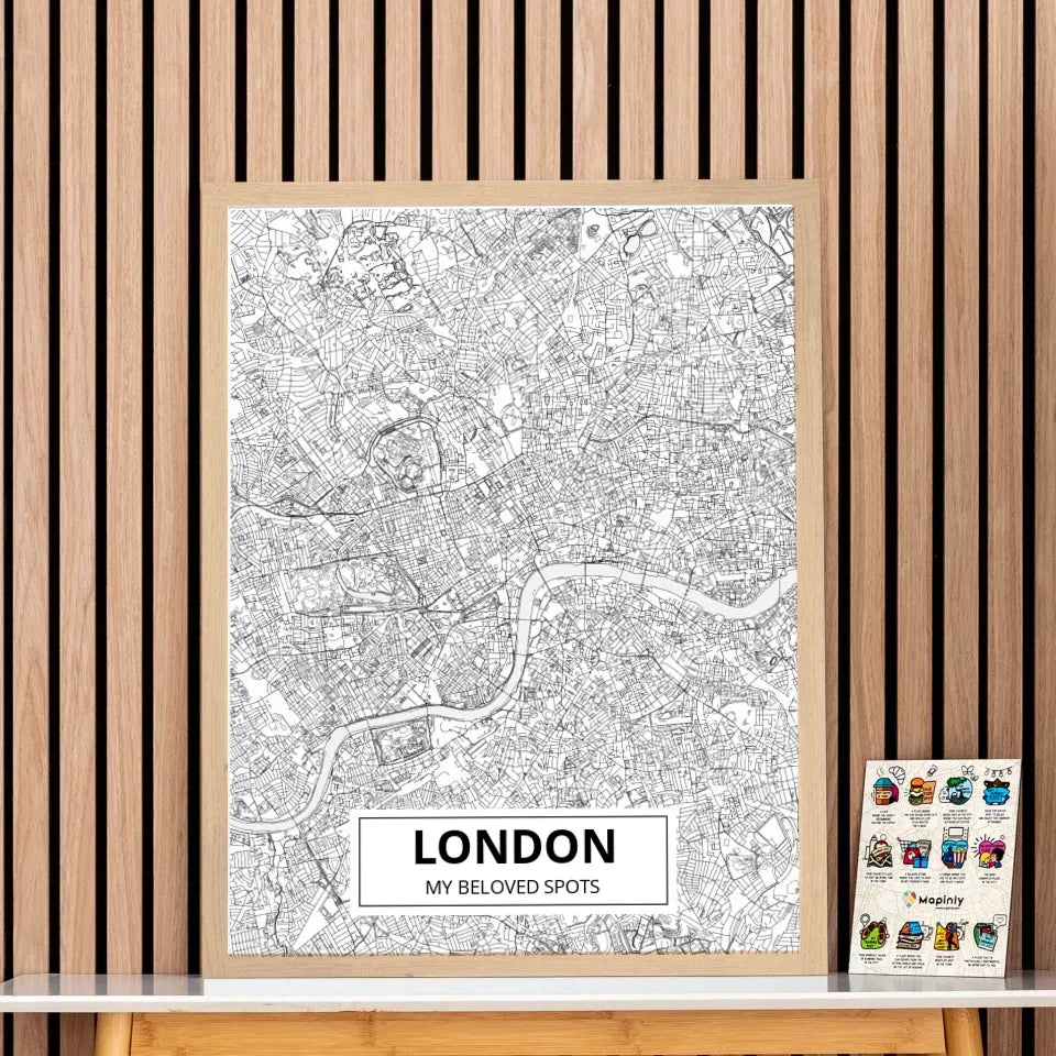 Custom Framed Map & Wooden Pin Set